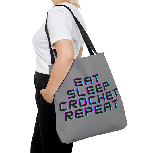 EAT SLEEP CROCHET REPEAT TOTE BAG